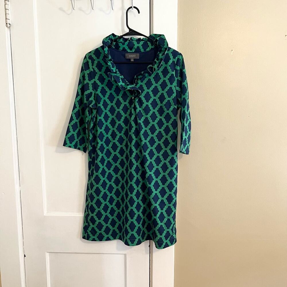Sawyer ruffle collar dress blue and green preppy Kendra Scott Lilly Pulitzer
